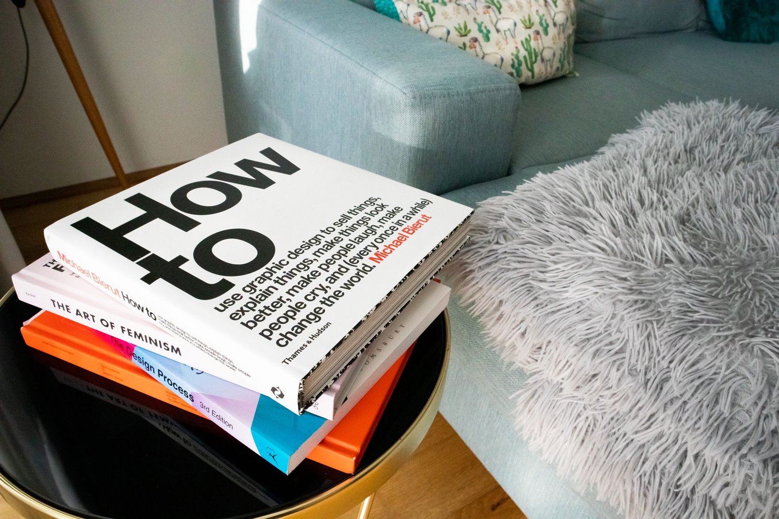 Stack Coffee Table Books living room — cozy home
