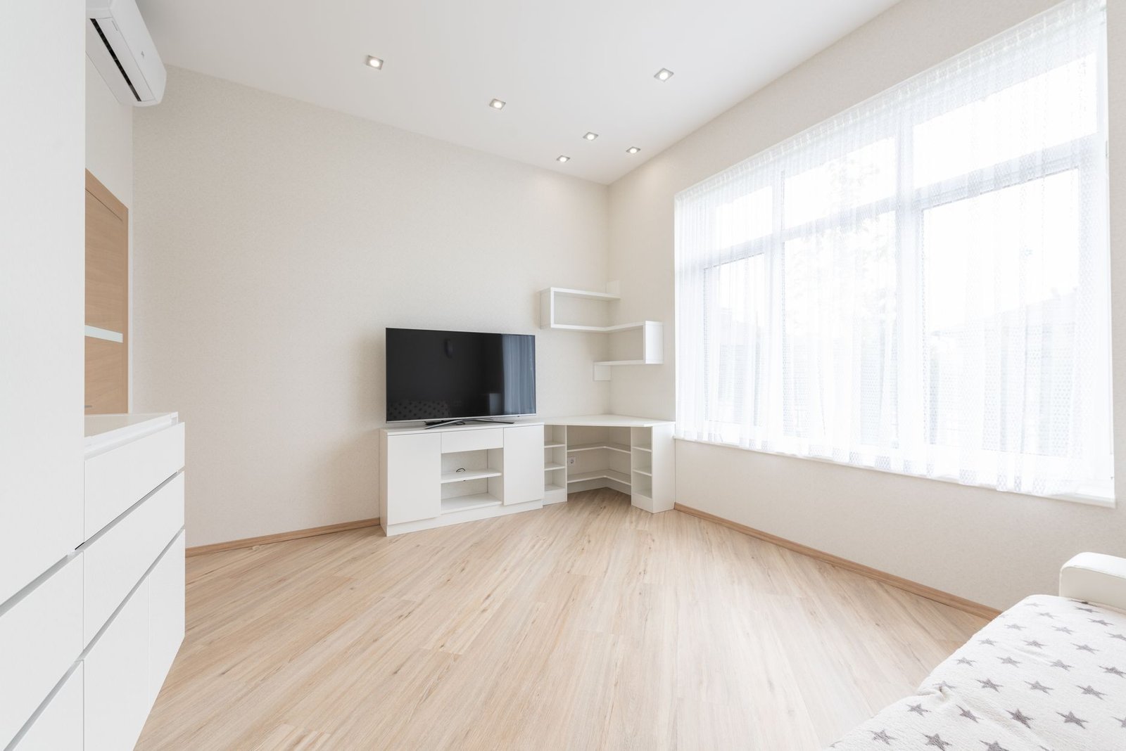 Corner Floating Shelf living room — cozy home