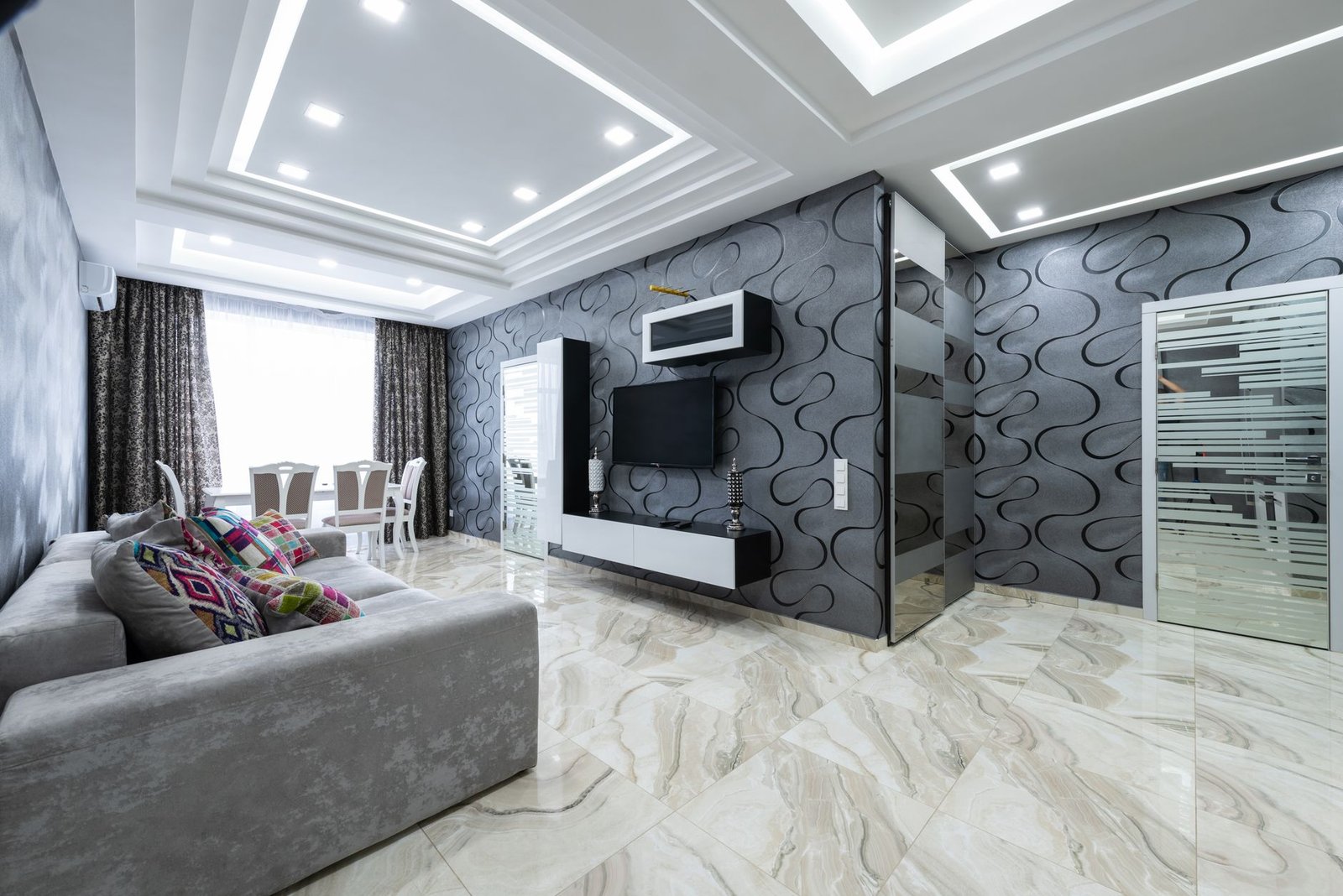 Mirror Tiles Peel Stick living room — cozy home