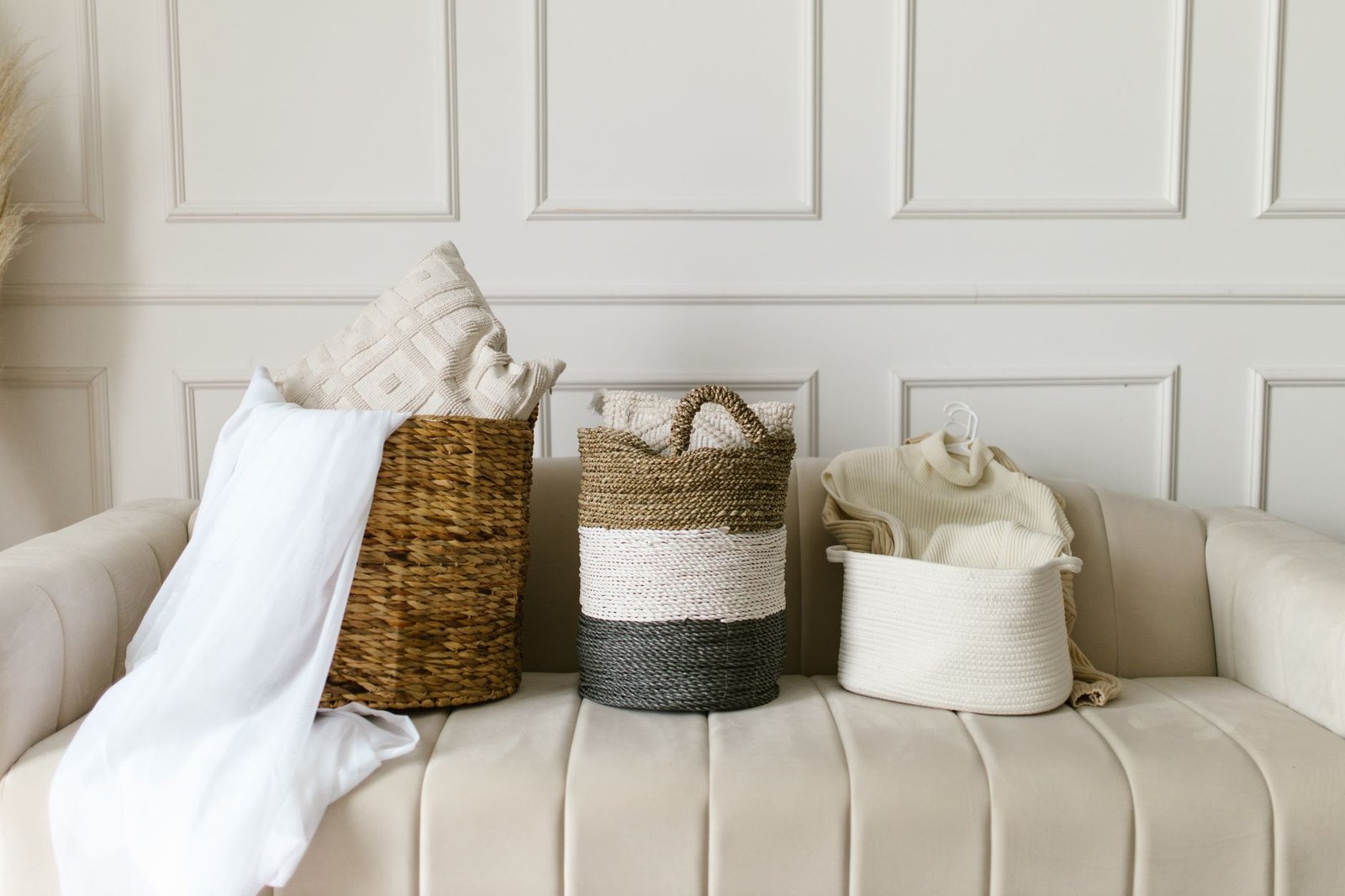 Wicker Storage Basket living room — cozy home
